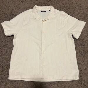 Fashion Nova Men's Short Sleeve Button-Down Shirt - Off-White/Cream